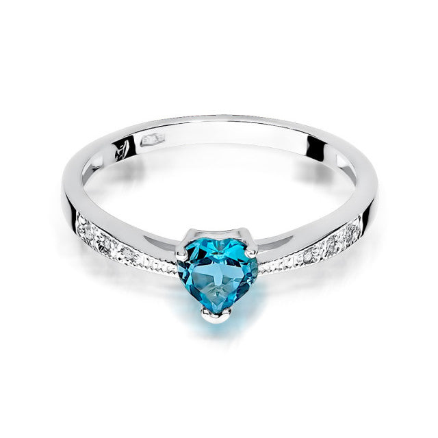 Inel Aur 14K cu Topaz Swiss 0.50 ct si Diamante Naturale 0.03 ct, imaginea 5 din 8