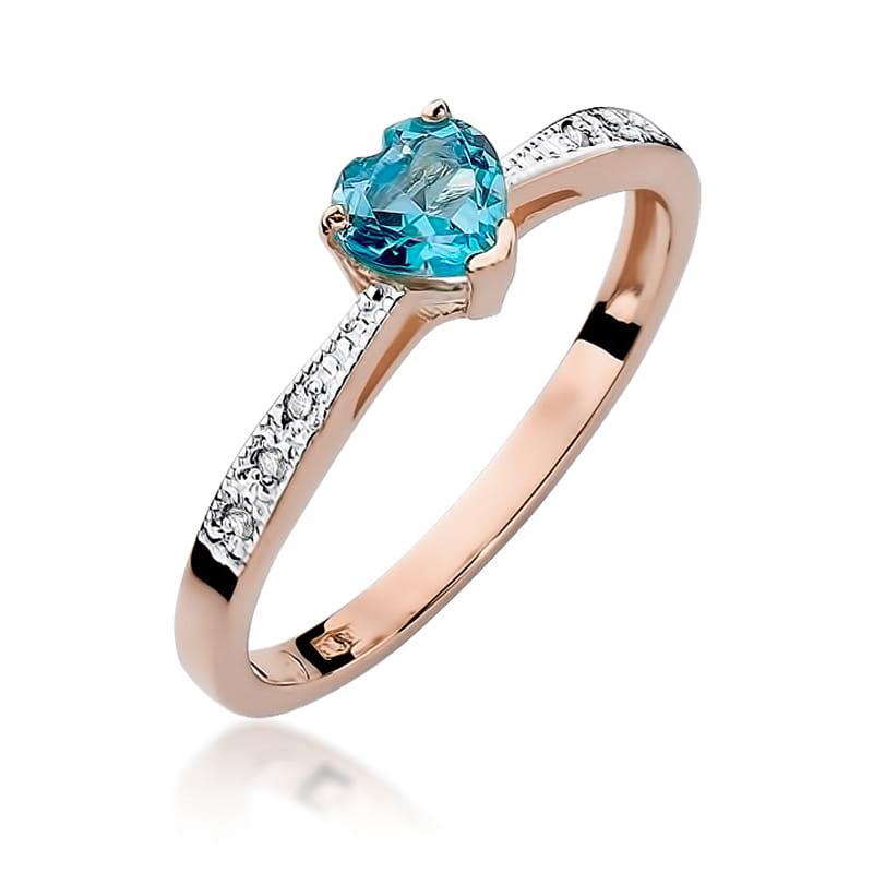 Inel Aur 14K cu Topaz Swiss 0.50 ct si Diamante Naturale 0.03 ct, imaginea 6 din 8