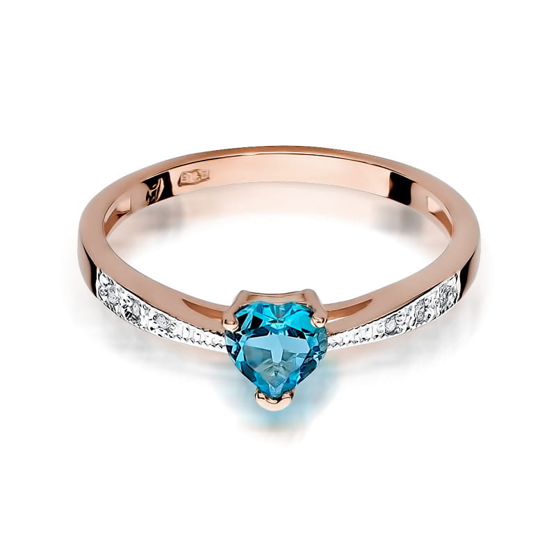 Inel Aur 14K cu Topaz Swiss 0.50 ct si Diamante Naturale 0.03 ct, imaginea 7 din 8