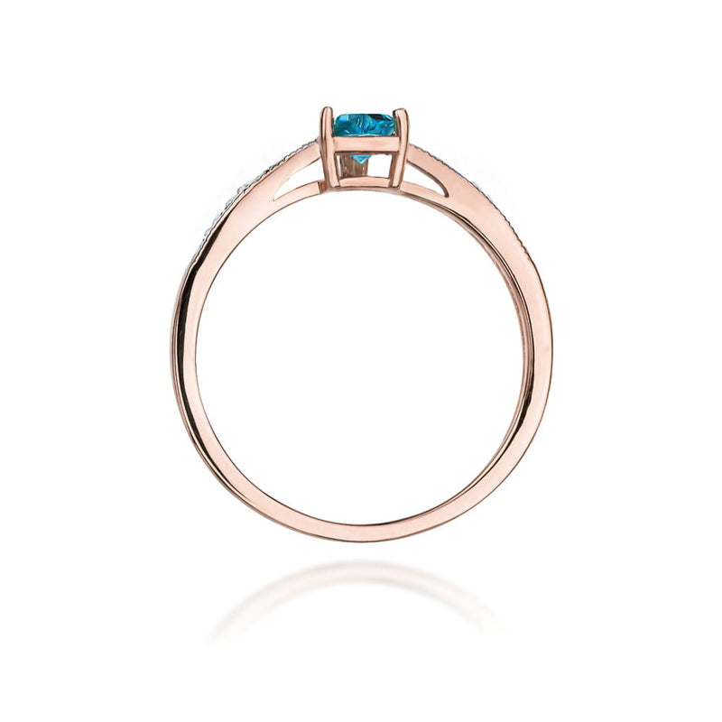 Inel Aur 14K cu Topaz Swiss 0.50 ct si Diamante Naturale 0.03 ct, imaginea 8 din 8