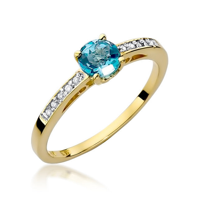 Inel Aur 14K cu Topaz Swiss 0.50 ct si Diamante Naturale 0.05 ct — Aur galben