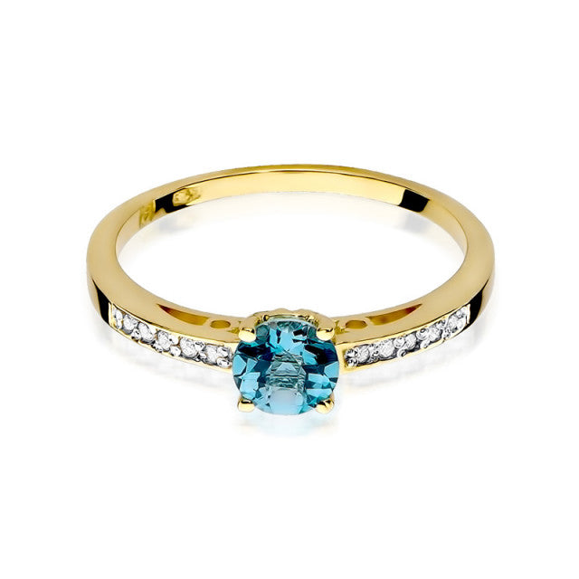 Inel Aur 14K cu Topaz Swiss 0.50 ct si Diamante Naturale 0.05 ct, imaginea 2 din 11