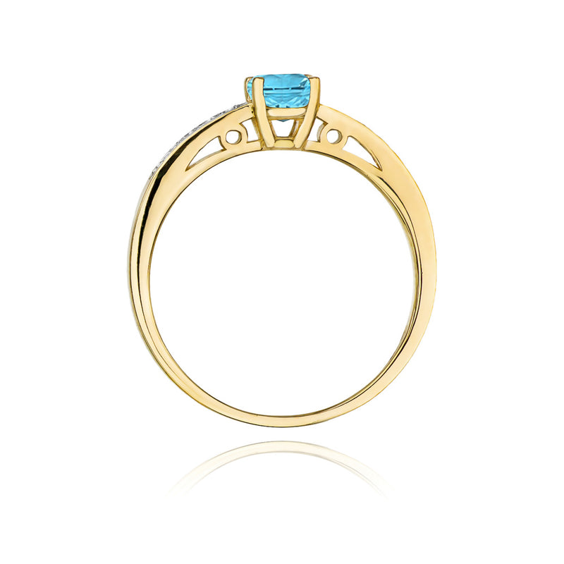 Inel Aur 14K cu Topaz Swiss 0.50 ct si Diamante Naturale 0.05 ct, imaginea 3 din 11