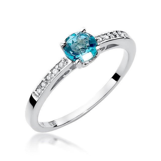 Inel Aur 14K cu Topaz Swiss 0.50 ct si Diamante Naturale 0.05 ct, imaginea 4 din 11