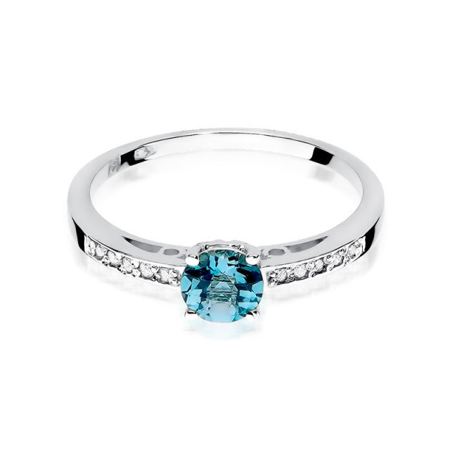 Inel Aur 14K cu Topaz Swiss 0.50 ct si Diamante Naturale 0.05 ct, imaginea 5 din 11