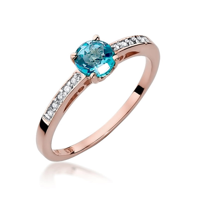 Inel Aur 14K cu Topaz Swiss 0.50 ct si Diamante Naturale 0.05 ct, imaginea 8 din 11