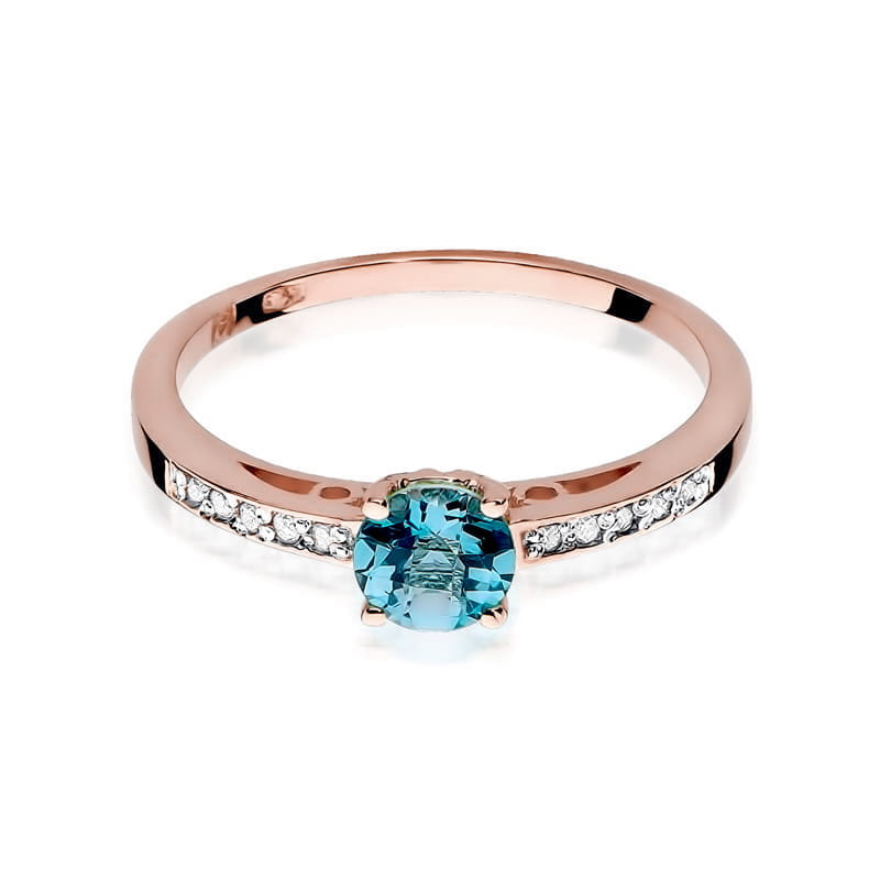 Inel Aur 14K cu Topaz Swiss 0.50 ct si Diamante Naturale 0.05 ct, imaginea 9 din 11