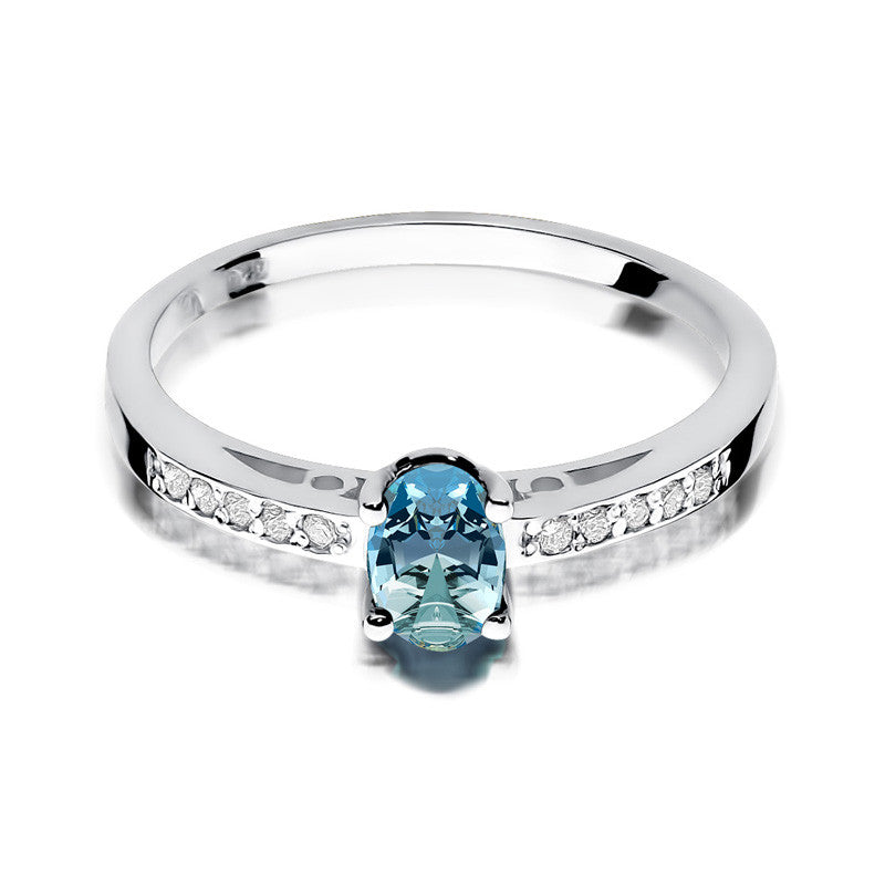 Inel Aur 14K cu Topaz Swiss 0.50 ct si Diamante Naturale 0.05 ct, imaginea 4 din 8