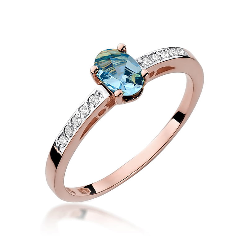 Inel Aur 14K cu Topaz Swiss 0.50 ct si Diamante Naturale 0.05 ct, imaginea 6 din 8