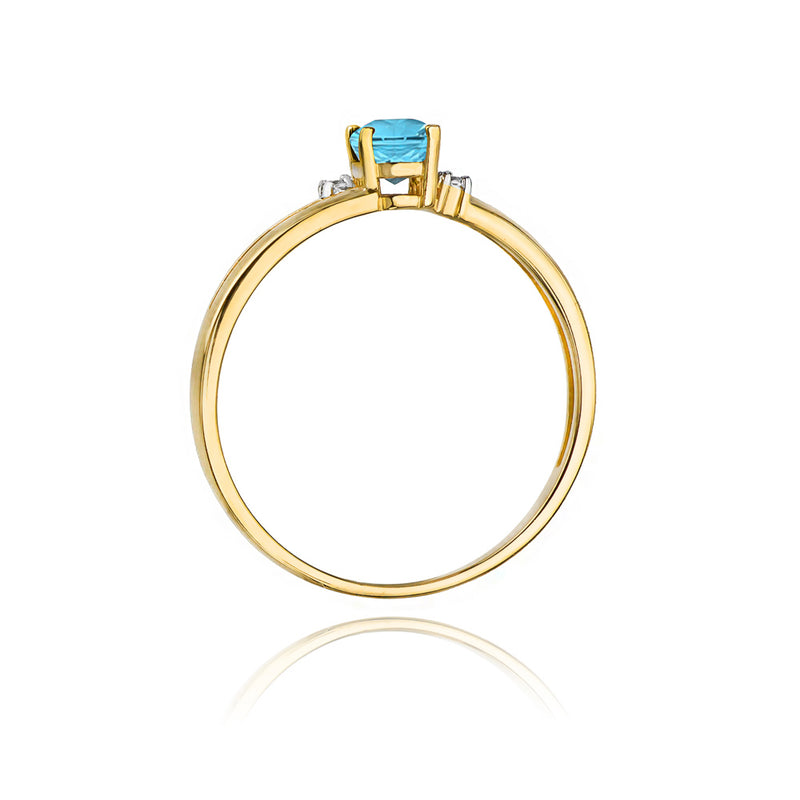 Inel Aur 14K cu Topaz Swiss 0.50 ct si Diamante Naturale 0.03 ct, imaginea 3 din 10