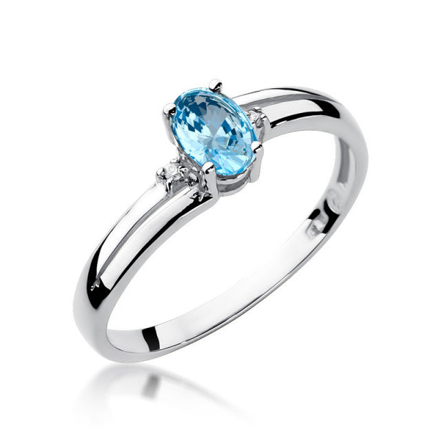 Inel Aur 14K cu Topaz Swiss 0.50 ct si Diamante Naturale 0.03 ct, imaginea 4 din 10