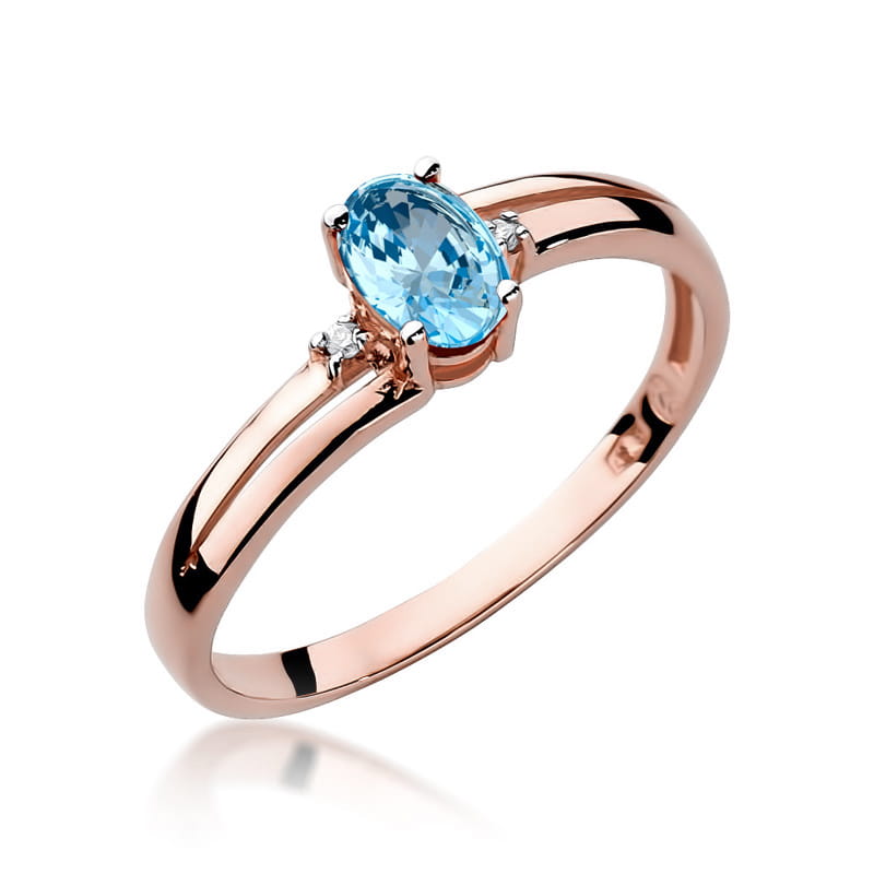 Inel Aur 14K cu Topaz Swiss 0.50 ct si Diamante Naturale 0.03 ct, imaginea 7 din 10