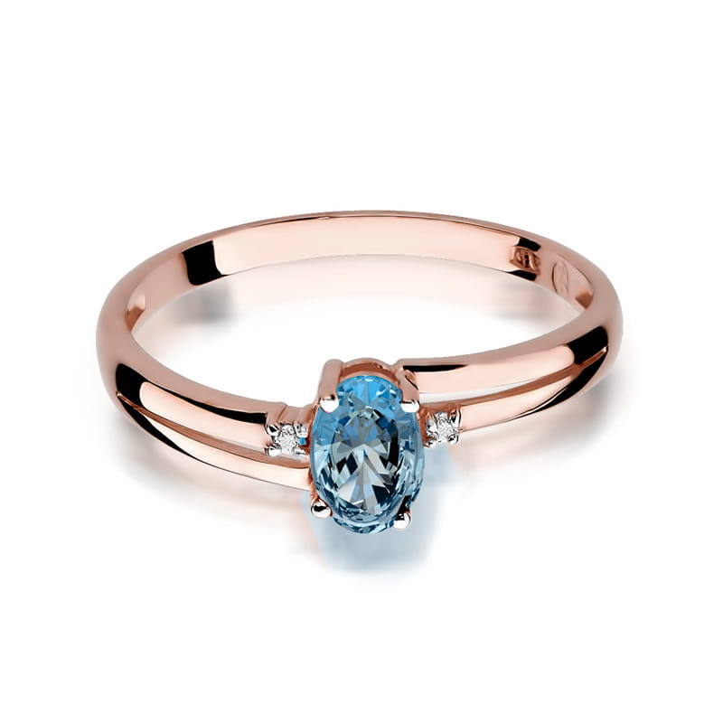 Inel Aur 14K cu Topaz Swiss 0.50 ct si Diamante Naturale 0.03 ct, imaginea 8 din 10