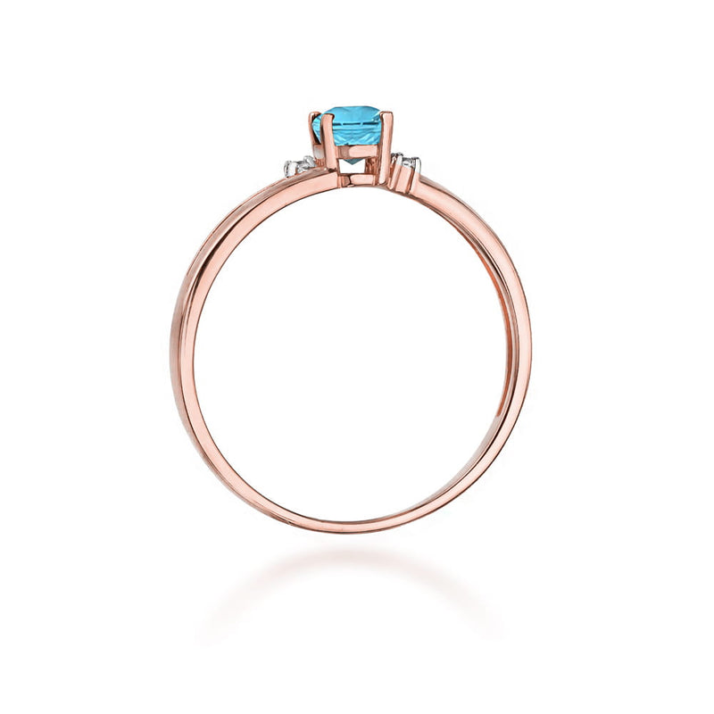 Inel Aur 14K cu Topaz Swiss 0.50 ct si Diamante Naturale 0.03 ct, imaginea 9 din 10