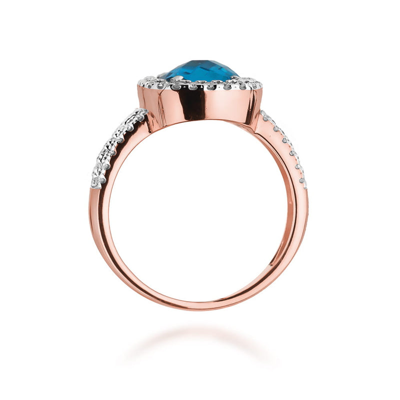 Inel Aur 14K cu Topaz Swiss 3.00 ct si Diamante Naturale 0.32 ct, imaginea 10 din 11