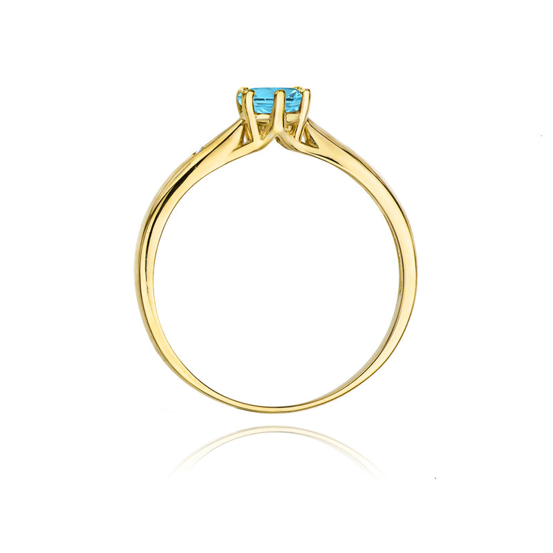 Inel Aur 14K cu Topaz Swiss 0.50 ct si Diamante Naturale 0.01 ct, imaginea 3 din 10