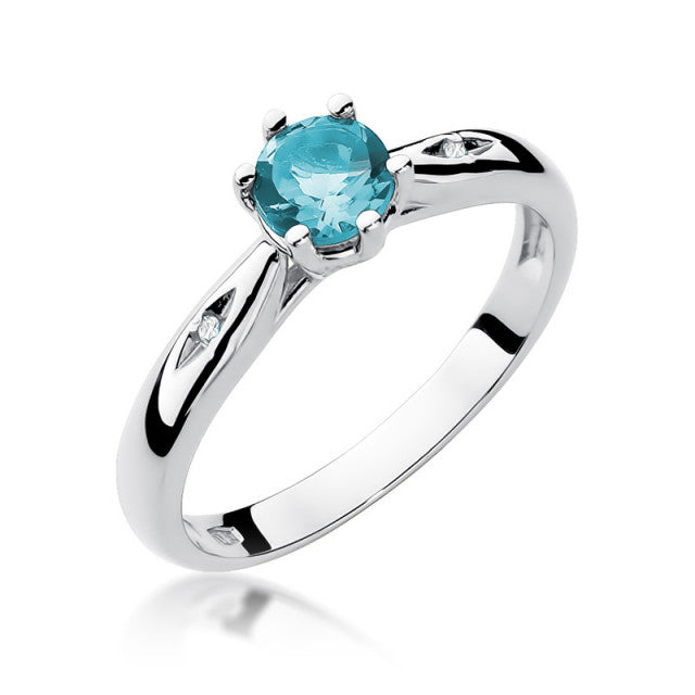 Inel Aur 14K cu Topaz Swiss 0.50 ct si Diamante Naturale 0.01 ct, imaginea 5 din 10