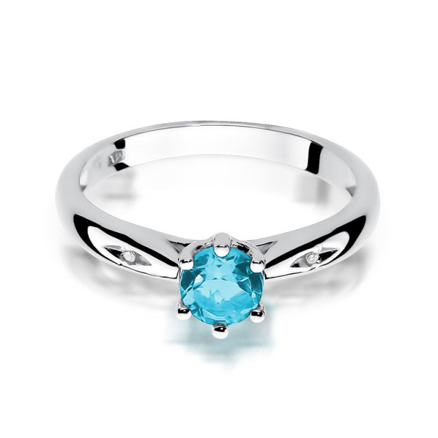 Inel Aur 14K cu Topaz Swiss 0.50 ct si Diamante Naturale 0.01 ct, imaginea 6 din 10