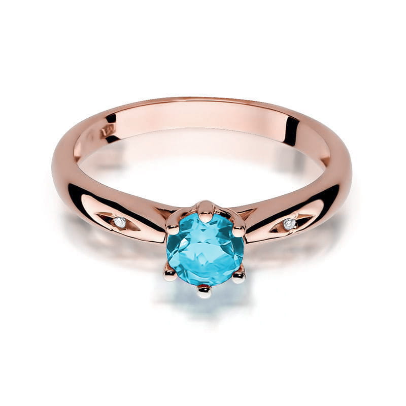 Inel Aur 14K cu Topaz Swiss 0.50 ct si Diamante Naturale 0.01 ct, imaginea 8 din 10
