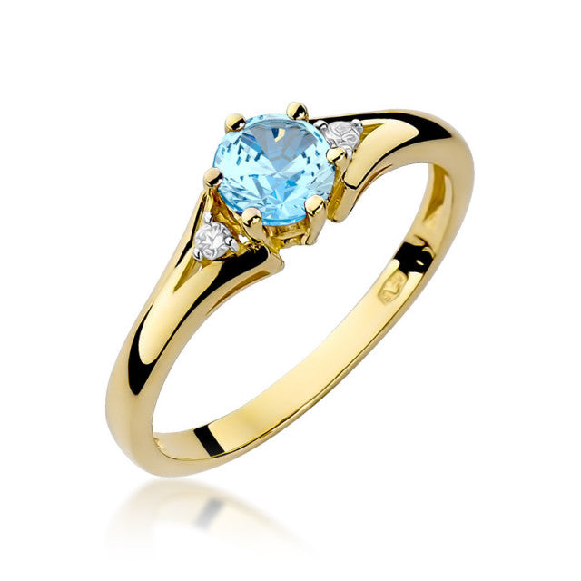 Inel Aur 14K cu Topaz Swiss 0.50 ct si Diamante Naturale 0.03 ct — Aur galben