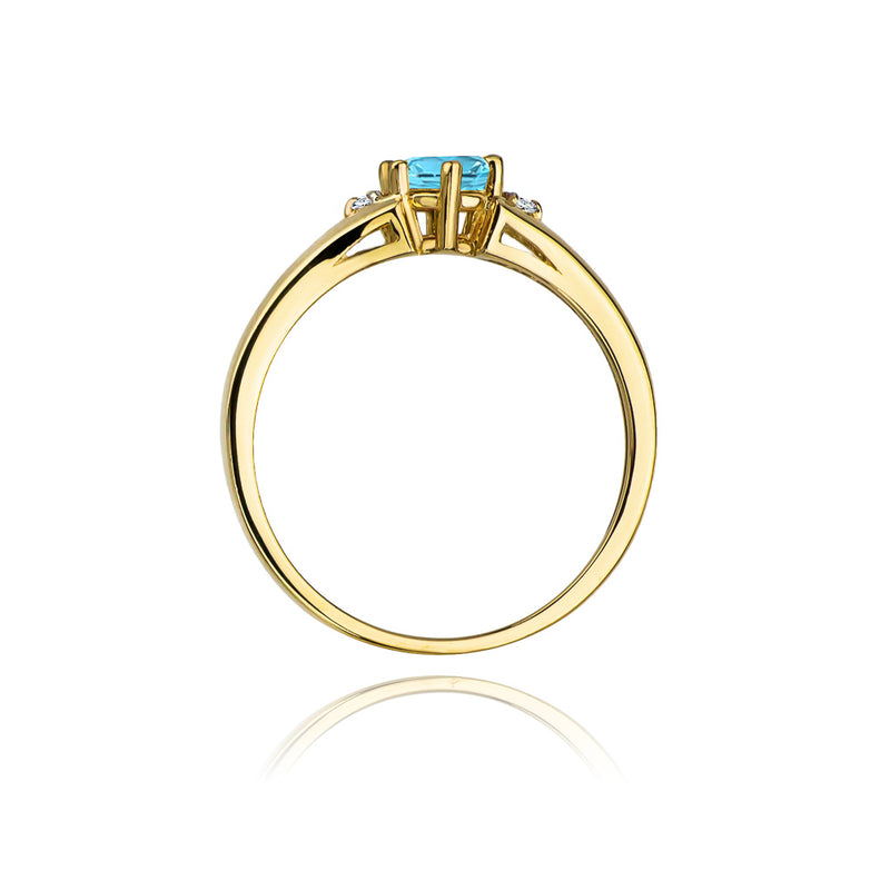 Inel Aur 14K cu Topaz Swiss 0.50 ct si Diamante Naturale 0.03 ct, imaginea 3 din 11