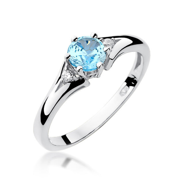 Inel Aur 14K cu Topaz Swiss 0.50 ct si Diamante Naturale 0.03 ct, imaginea 5 din 11