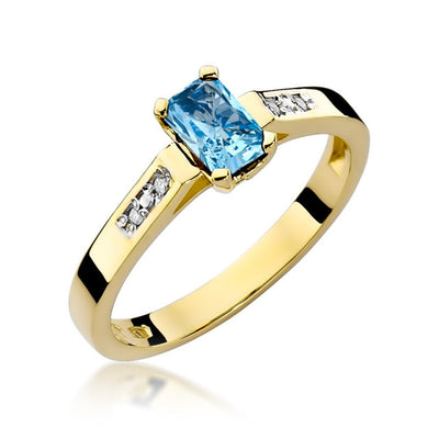 Inel Aur 14K cu Topaz Swiss 0.65 ct si Diamante Naturale 0.04 ct