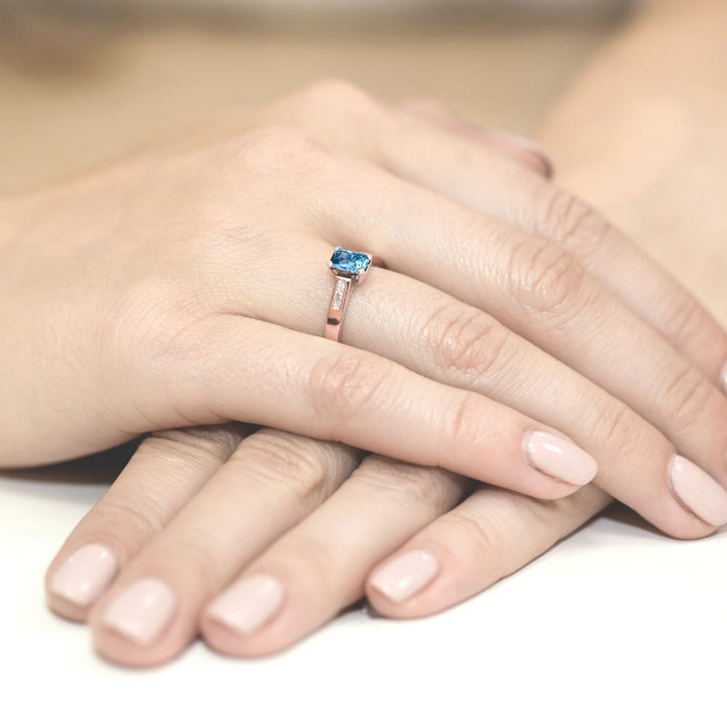 Inel Aur 14K cu Topaz Swiss 0.65 ct si Diamante Naturale 0.04 ct, imaginea 11 din 11