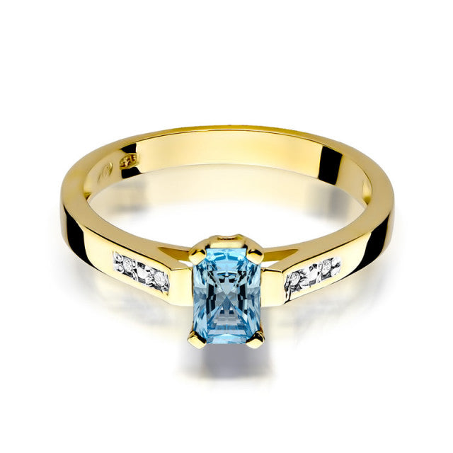 Inel Aur 14K cu Topaz Swiss 0.65 ct si Diamante Naturale 0.04 ct, imaginea 2 din 11