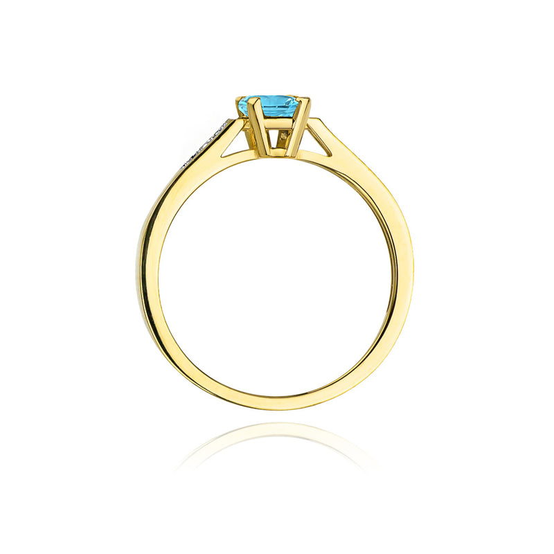 Inel Aur 14K cu Topaz Swiss 0.65 ct si Diamante Naturale 0.04 ct, imaginea 3 din 11