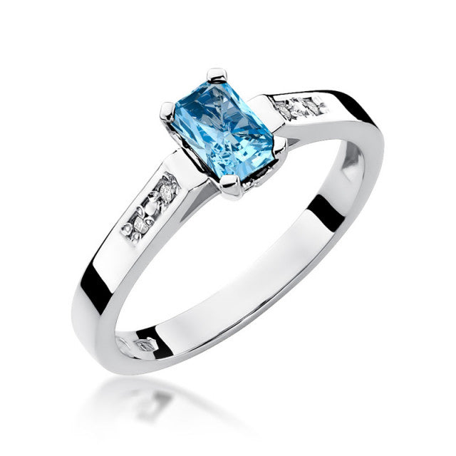 Inel Aur 14K cu Topaz Swiss 0.65 ct si Diamante Naturale 0.04 ct, imaginea 5 din 11