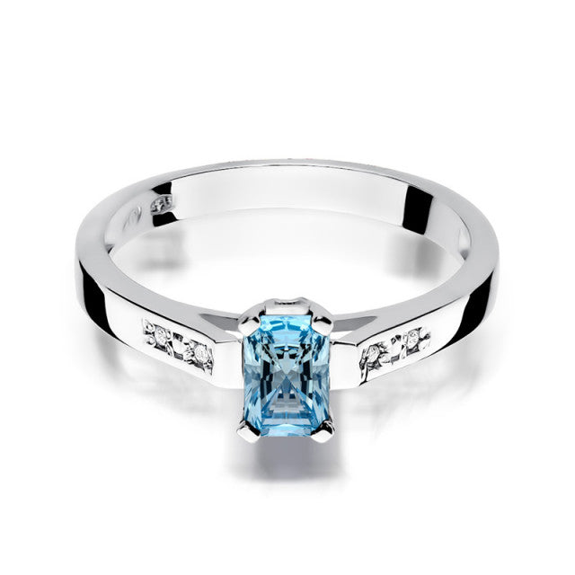 Inel Aur 14K cu Topaz Swiss 0.65 ct si Diamante Naturale 0.04 ct, imaginea 6 din 11