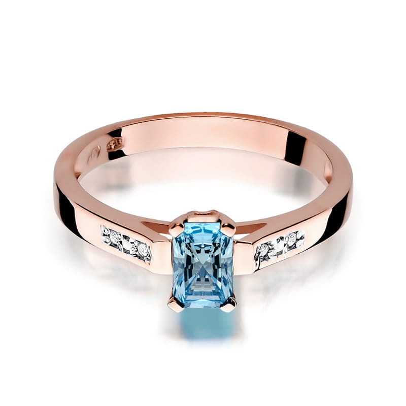 Inel Aur 14K cu Topaz Swiss 0.65 ct si Diamante Naturale 0.04 ct, imaginea 9 din 11