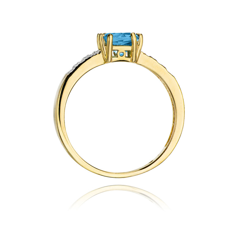 Inel Aur 14K cu Topaz Swiss 1.10 ct si Diamante Naturale 0.06 ct, imaginea 3 din 9