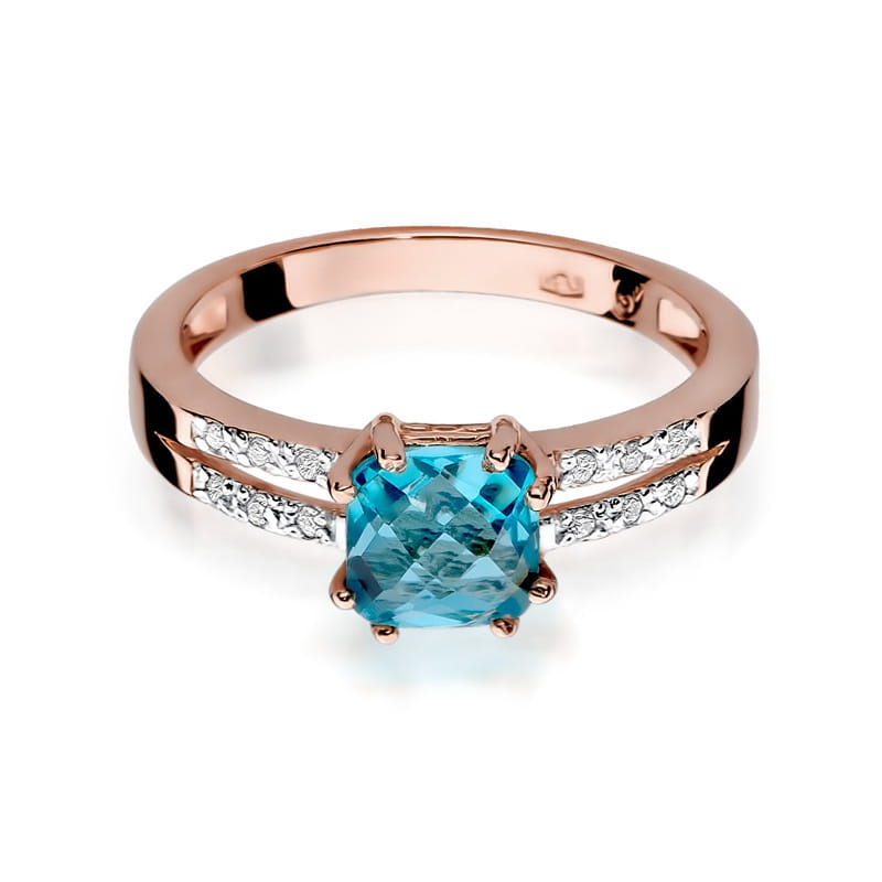Inel Aur 14K cu Topaz Swiss 1.10 ct si Diamante Naturale 0.06 ct, imaginea 9 din 9