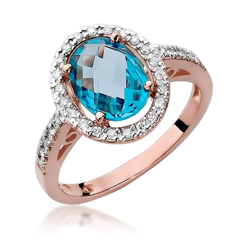 Inel Aur 14K cu Topaz Swiss 1.70 ct si Diamante Naturale 0.16 ct, imaginea 8 din 11