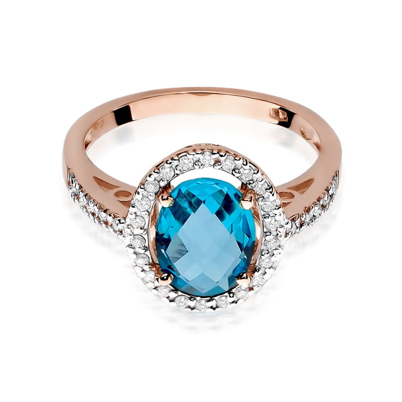 Inel Aur 14K cu Topaz Swiss 1.70 ct si Diamante Naturale 0.16 ct, imaginea 9 din 11