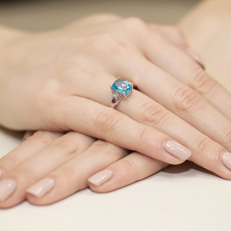 Inel Aur 14K cu Topaz Swiss 2.40 ct si Diamante Naturale 0.01 ct, imaginea 11 din 11
