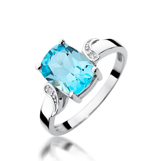 Inel Aur 14K cu Topaz Swiss 2.40 ct si Diamante Naturale 0.01 ct, imaginea 5 din 11