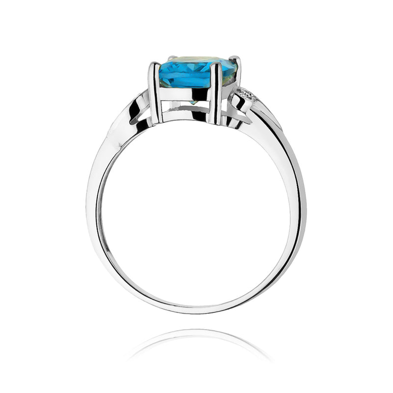 Inel Aur 14K cu Topaz Swiss 2.40 ct si Diamante Naturale 0.01 ct, imaginea 7 din 11