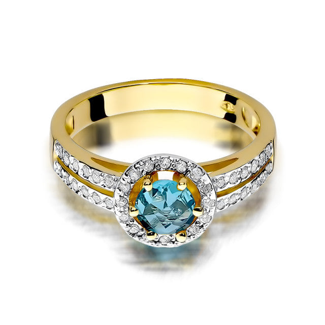 Inel Aur 14K cu Topaz Swiss 0.50 ct si Diamante Naturale 0.20 ct, imaginea 2 din 11
