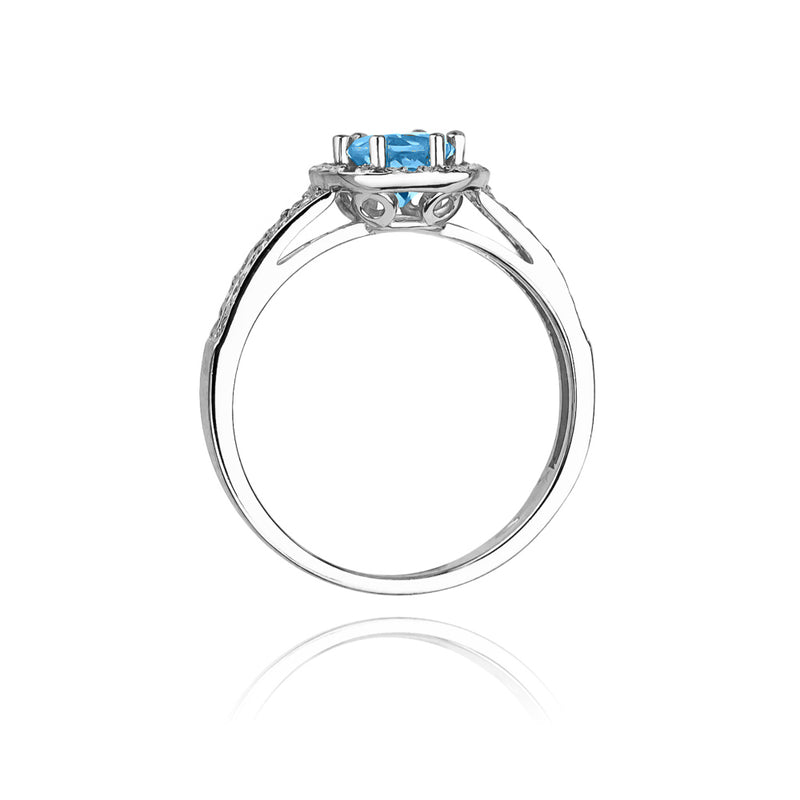 Inel Aur 14K cu Topaz Swiss 0.50 ct si Diamante Naturale 0.20 ct, imaginea 7 din 11
