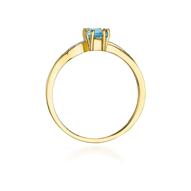 Inel Aur 14K cu Topaz Swiss 0.65 ct si Diamante Naturale 0.03 ct, imaginea 3 din 12