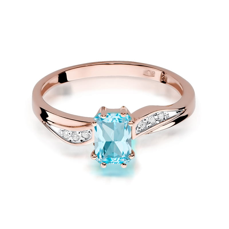 Inel Aur 14K cu Topaz Swiss 0.65 ct si Diamante Naturale 0.03 ct, imaginea 6 din 12