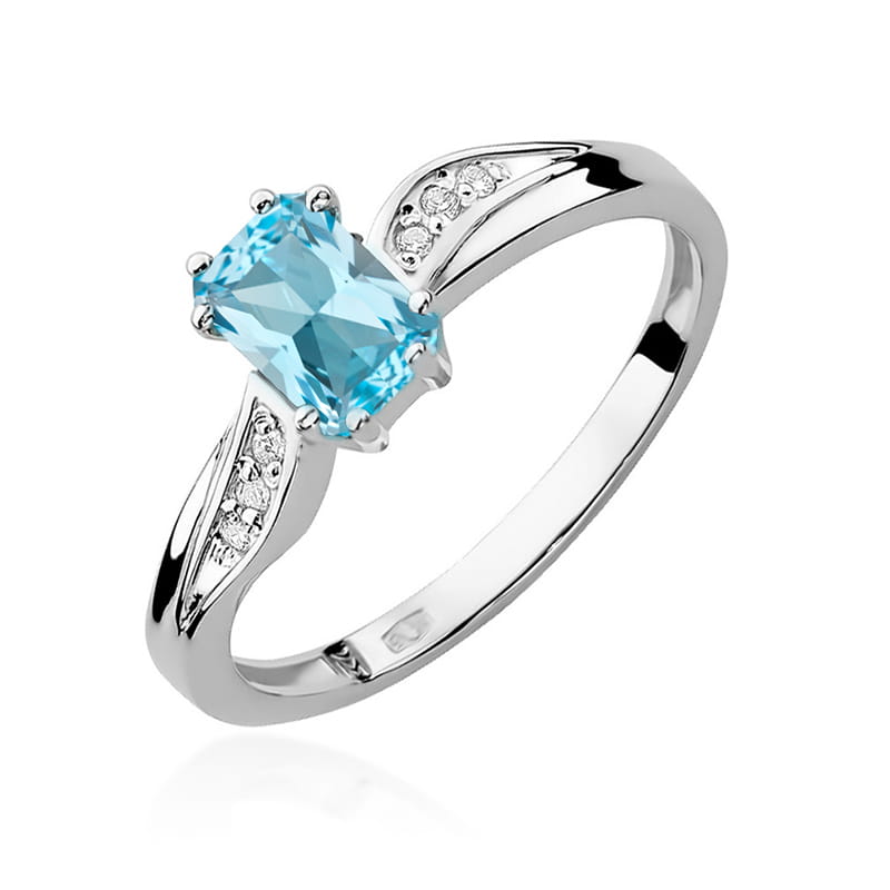 Inel Aur 14K cu Topaz Swiss 0.65 ct si Diamante Naturale 0.03 ct, imaginea 9 din 12