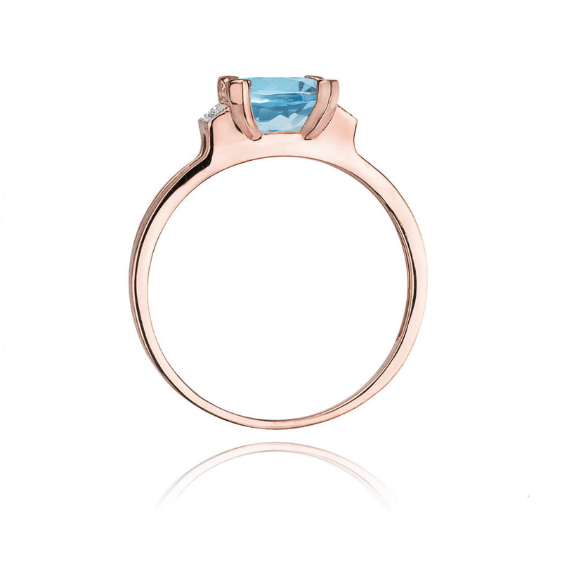 Inel Aur 14K cu Topaz Swiss 1.40 ct si Diamante Naturale 0.03 ct, imaginea 11 din 12