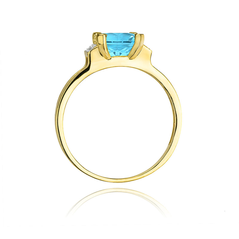 Inel Aur 14K cu Topaz Swiss 1.40 ct si Diamante Naturale 0.03 ct, imaginea 3 din 12