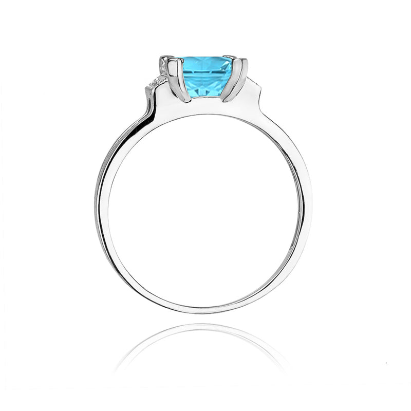 Inel Aur 14K cu Topaz Swiss 1.40 ct si Diamante Naturale 0.03 ct, imaginea 7 din 12