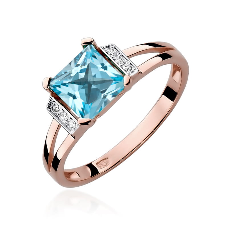 Inel Aur 14K cu Topaz Swiss 1.40 ct si Diamante Naturale 0.03 ct, imaginea 9 din 12