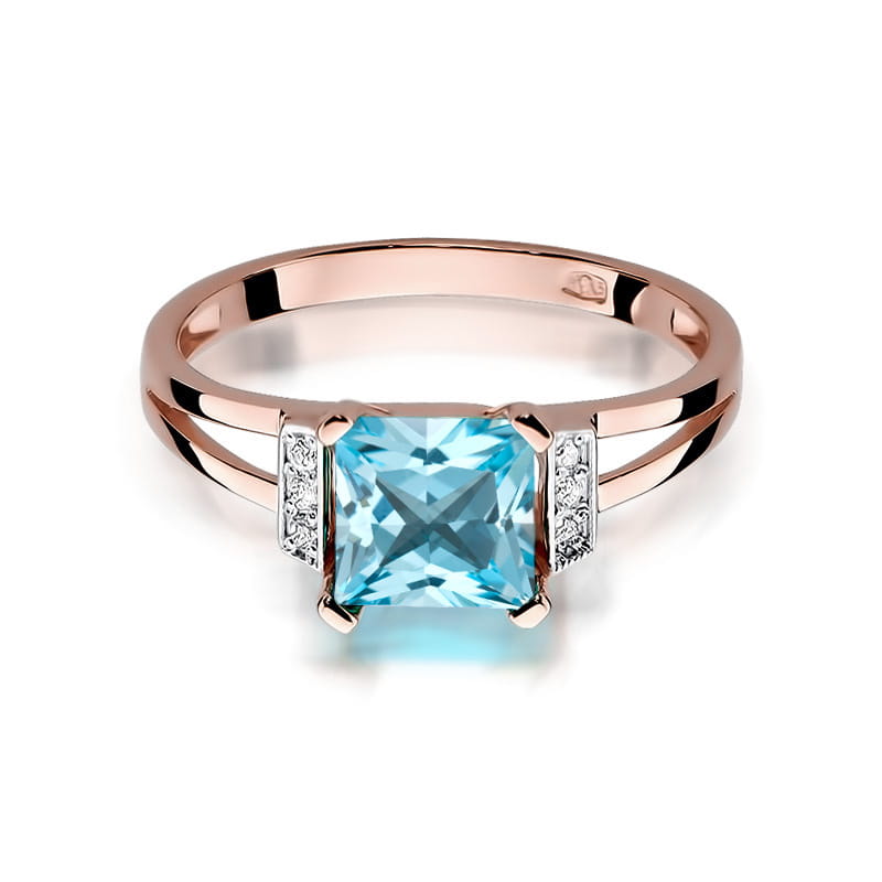 Inel Aur 14K cu Topaz Swiss 1.40 ct si Diamante Naturale 0.03 ct, imaginea 10 din 12
